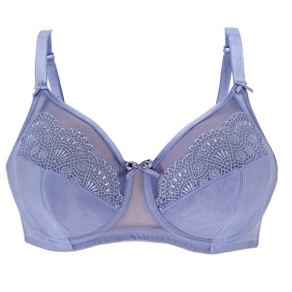 Set of 3! 40C Glamorise ELEGANCE Bra (UNDERWIRED) Lace STRETCH-STRAPS BLUE NEW - Picture 2 of 16